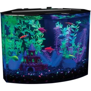 imageGloFish Crescent Aquarium Kit 5 Gallons Includes Hidden Blue LED Light And Internal Filter5gallon crescent kit