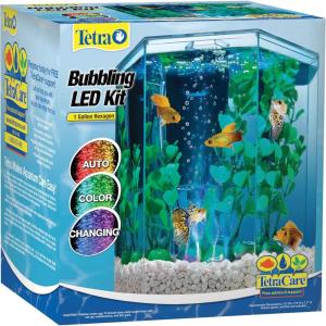 imageTetra Bubbling LED Aquarium Kit 1 Gallon Hexagon Shape With ColorChanging Light Disc