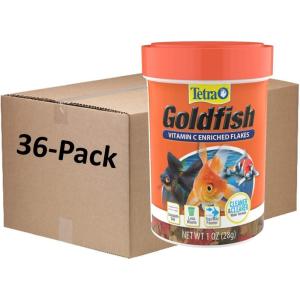imageTetra Goldfish Flakes Nutritionally Balanced Diet for Aquarium Fish Vitamin C Enriched Flakes 353 oz1 Ounce Pack of 36
