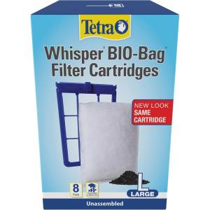 imageTetra Whisper BioBag Filter Aquarium Cartridges Large Filter for Freshwater and Marine Fish Removes Odors and Discoloration Easy to Assemble 12 Large Blue FiltersLarge